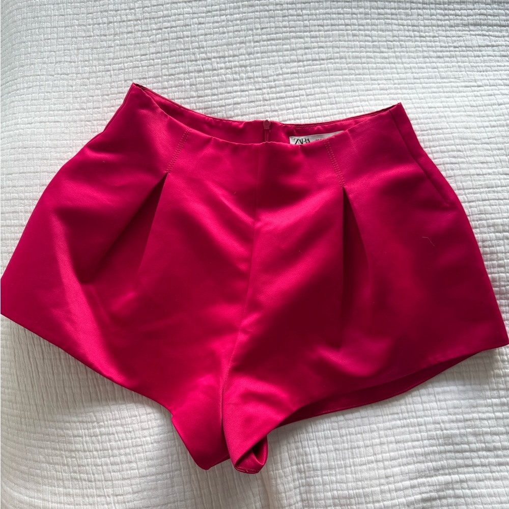 Zara Pink High Waist Satin Shorts